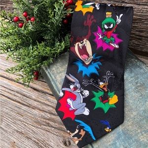 Vintage Looney Tunes Tie Men’s shirt tie 90s necktie Warner Bros Daffy Duck 1993